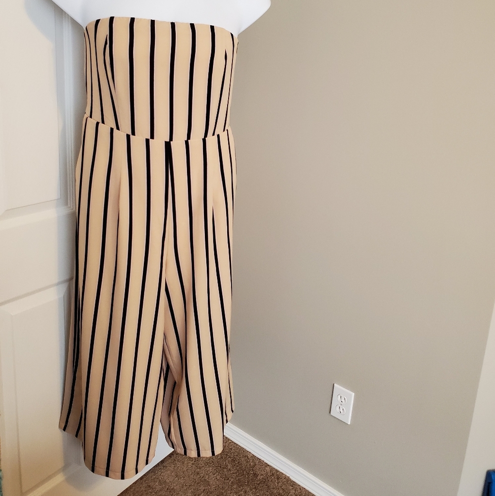 Plus size Strapless Crop Jumpsuit